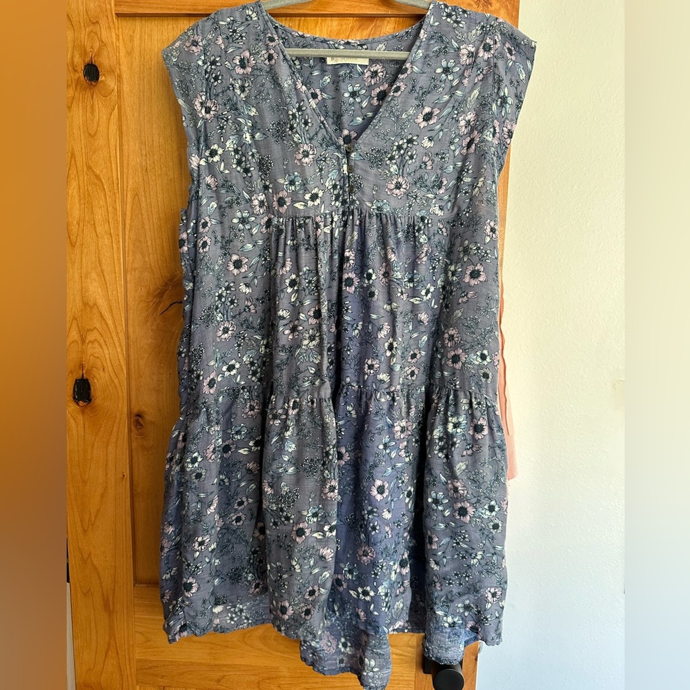 Lucky Brand Mini Dress Boho L Blue Purple Floral